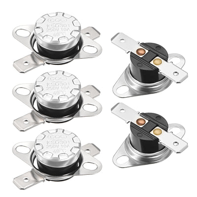 Harfington Uxcell Temperature Control Switch , Thermostat , KSD301 40°C , 10A , Normally Open N.O 6.3mm Pin 5pcs