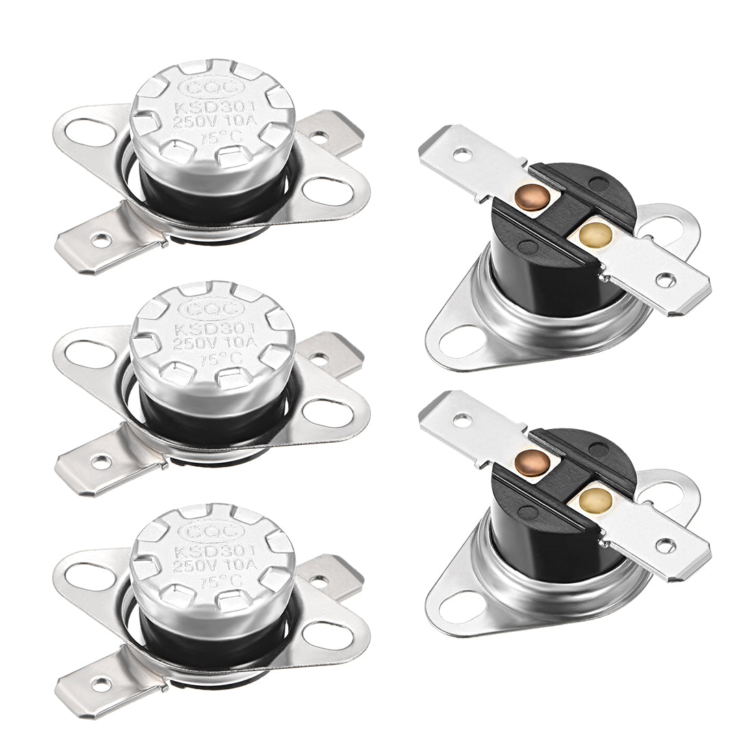 uxcell Uxcell Temperature Control Switch , Thermostat , KSD301 75°C , 10A , Normally Open N.O 6.3mm Pin 5pcs