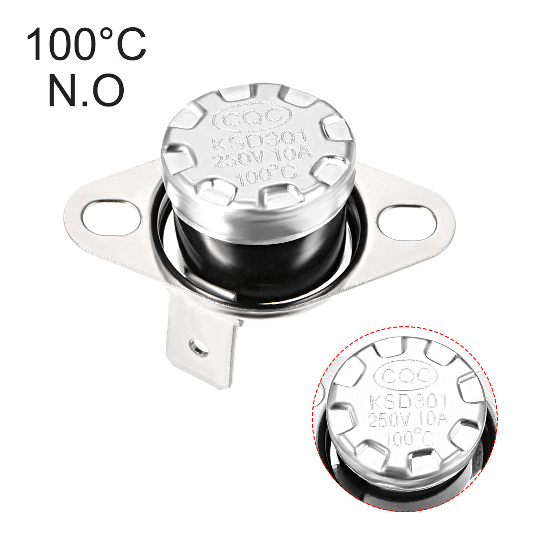 uxcell Uxcell Temperature Control Switch , Thermostat , KSD301 100°C , 10A , Normally Open N.O 5pcs