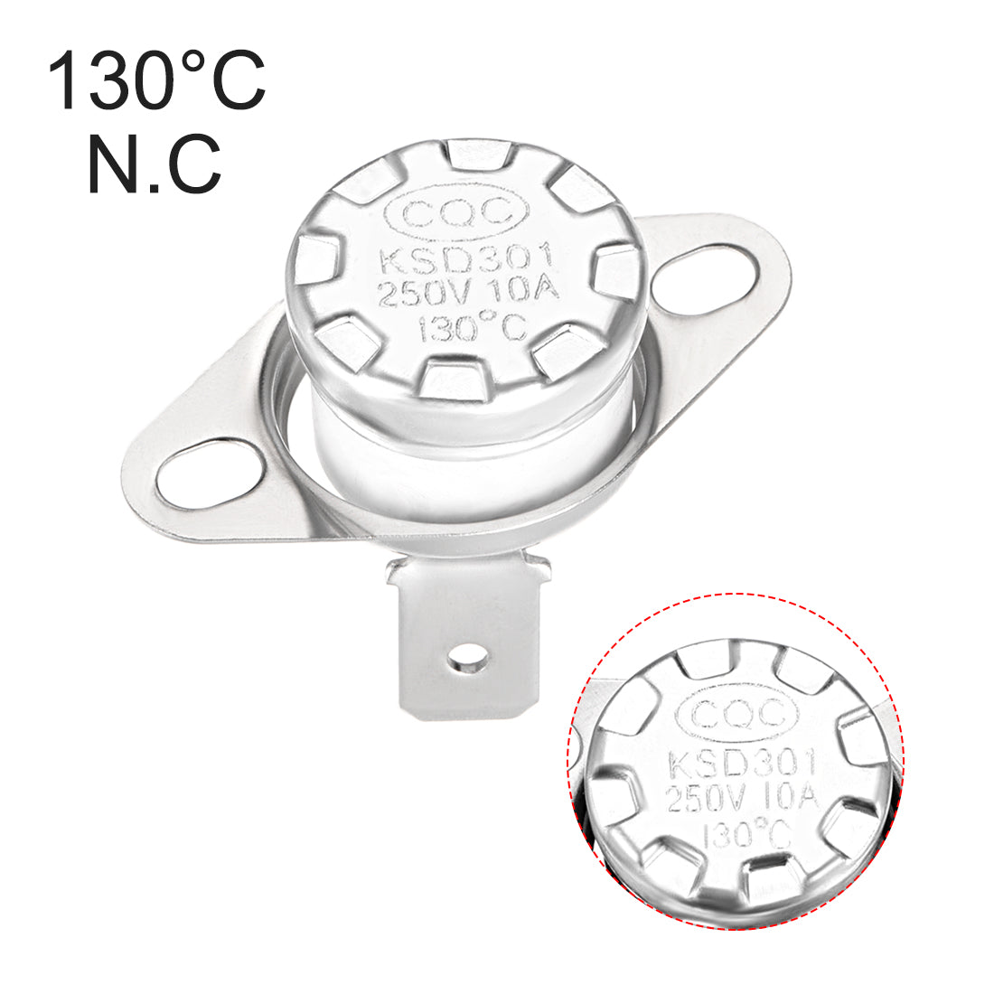 uxcell Uxcell Temperature Control Switch , Thermostat , KSD301 130°C , 10A , Normally Closed N.C 5pcs