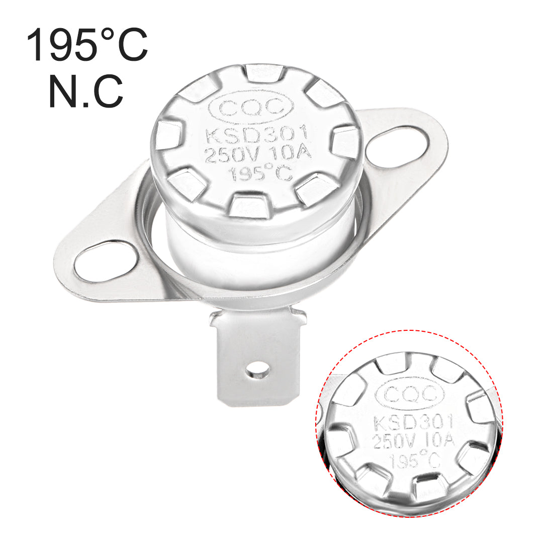uxcell Uxcell Temperature Control Switch , Thermostat , KSD301 195°C , 10A , Normally Closed N.C 2pcs