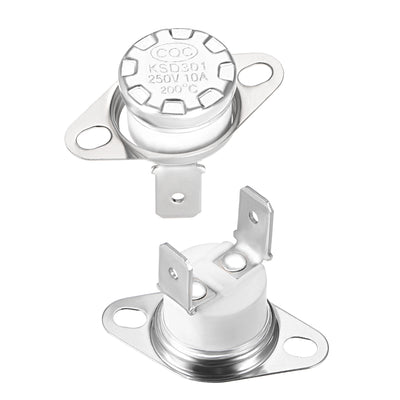 Harfington Uxcell Temperature Control Switch , Thermostat , KSD301 200°C , 10A , Normally Closed N.C 2pcs