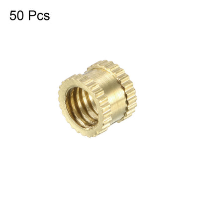 Harfington Uxcell M6 x 1mm Female Brass Knurled Threaded Insert Embedment Nut for 3D Printer, 50Pcs