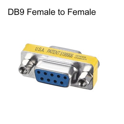 Harfington Uxcell DB9 VGA Gender Changer 9 Pin Female to Female 2-row Mini Gender Changer Coupler Adapter Connector for Serial Applications Blue