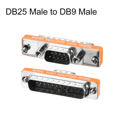Harfington Uxcell DB25 Male to DB9 VGA Gender Changer 18 PinMale 2-row Mini Gender Changer Coupler Adapter Connector for Serial Applications Orange