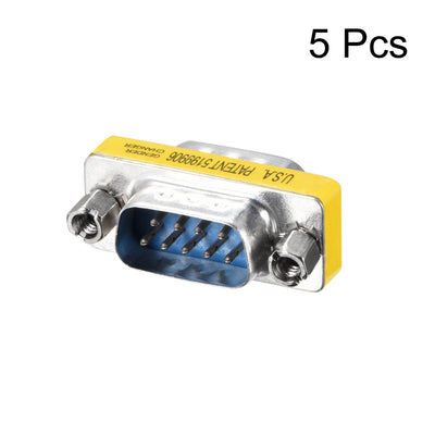 Harfington Uxcell DB9 VGA Gender Changer 9 Pin Male to Male 2-row Mini Gender Changer Coupler Adapter Connector for Serial Applications Blue 5pcs