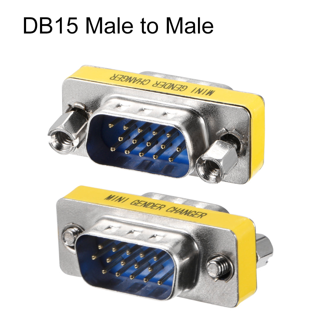 uxcell Uxcell DB15 VGA Gender Changer 15 Pin Male to Male 3-row Mini Gender Changer Coupler Adapter Connector for Serial Applications Blue