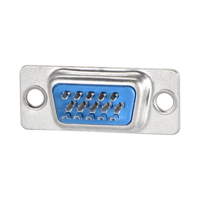 Harfington Uxcell D-sub Connector Male Plug 15-pin 3-row Port Terminal Breakout Solder Type for Mechanical Equipment CNC Computers Blue 1pc