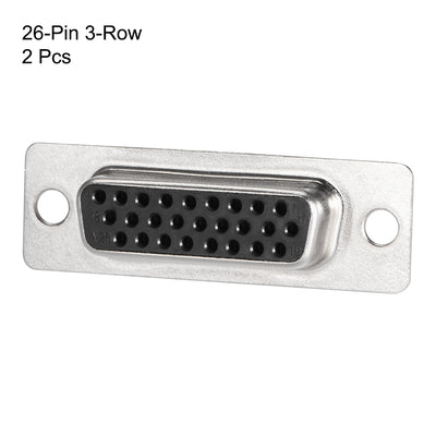 Harfington Uxcell D-sub Connector DB26 Female Socket 26-pin 3-row Port Terminal Breakout for Mechanical Equipment CNC Computers 2pcs