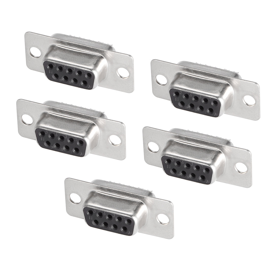 uxcell Uxcell D-sub Connector DB9 Female Socket 9-pin 2-row Port Terminal Breakout for Mechanical Equipment CNC Computers Black 5pcs