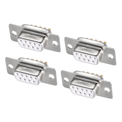Harfington Uxcell D-sub Connector DB9 Female Socket 9-pin 2-row Port Terminal Breakout for Mechanical Equipment CNC Computers White 4pcs