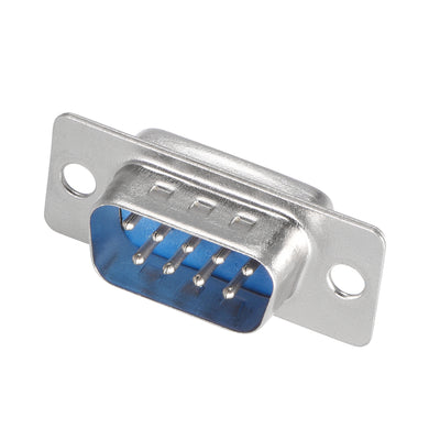Harfington Uxcell D-sub Connector Male Plug 9-pin 2-row Port Terminal Breakout Solder Type for Mechanical Equipment CNC Computers Blue 1pcs