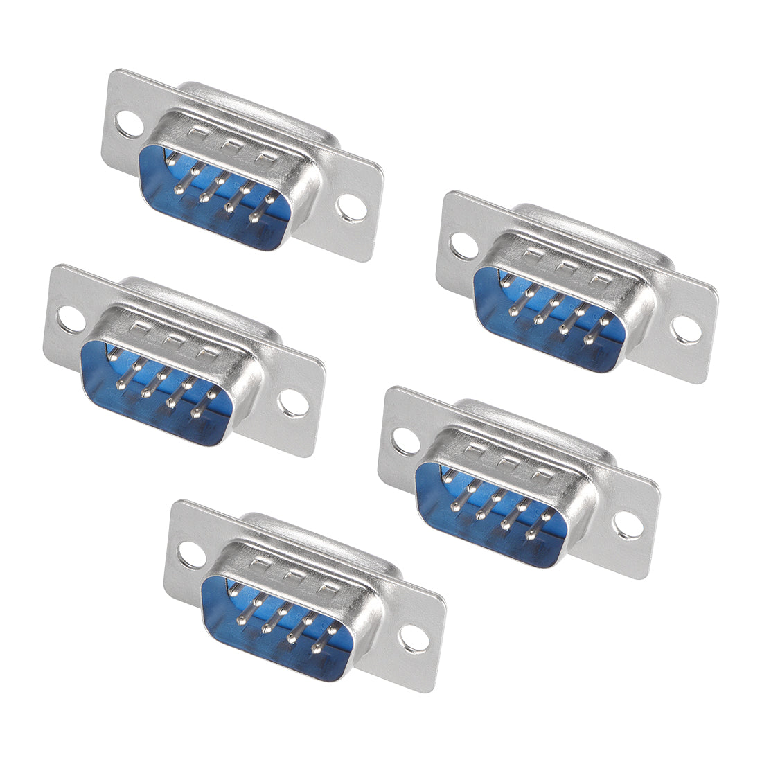 uxcell Uxcell D-sub Connector Male Plug 9-pin 2-row Port Terminal Breakout Solder Type for Mechanical Equipment CNC Computers Blue 5pcs