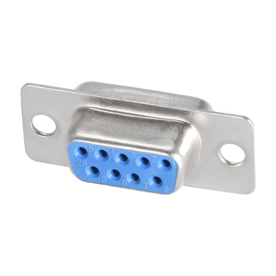 Harfington Uxcell D-sub Connector DB9 Female Socket 9-pin 2-row Port Terminal Breakout for Mechanical Equipment CNC Computers Blue 1pc