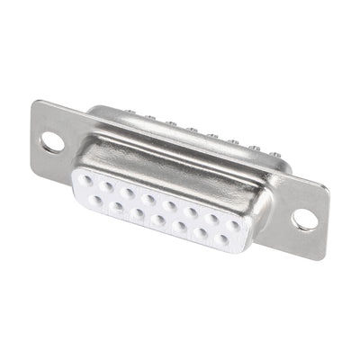 Harfington Uxcell D-sub Connector DB15 Female Socket 15-pin 2-row Port Terminal Breakout for Mechanical Equipment CNC Computers White 1pc