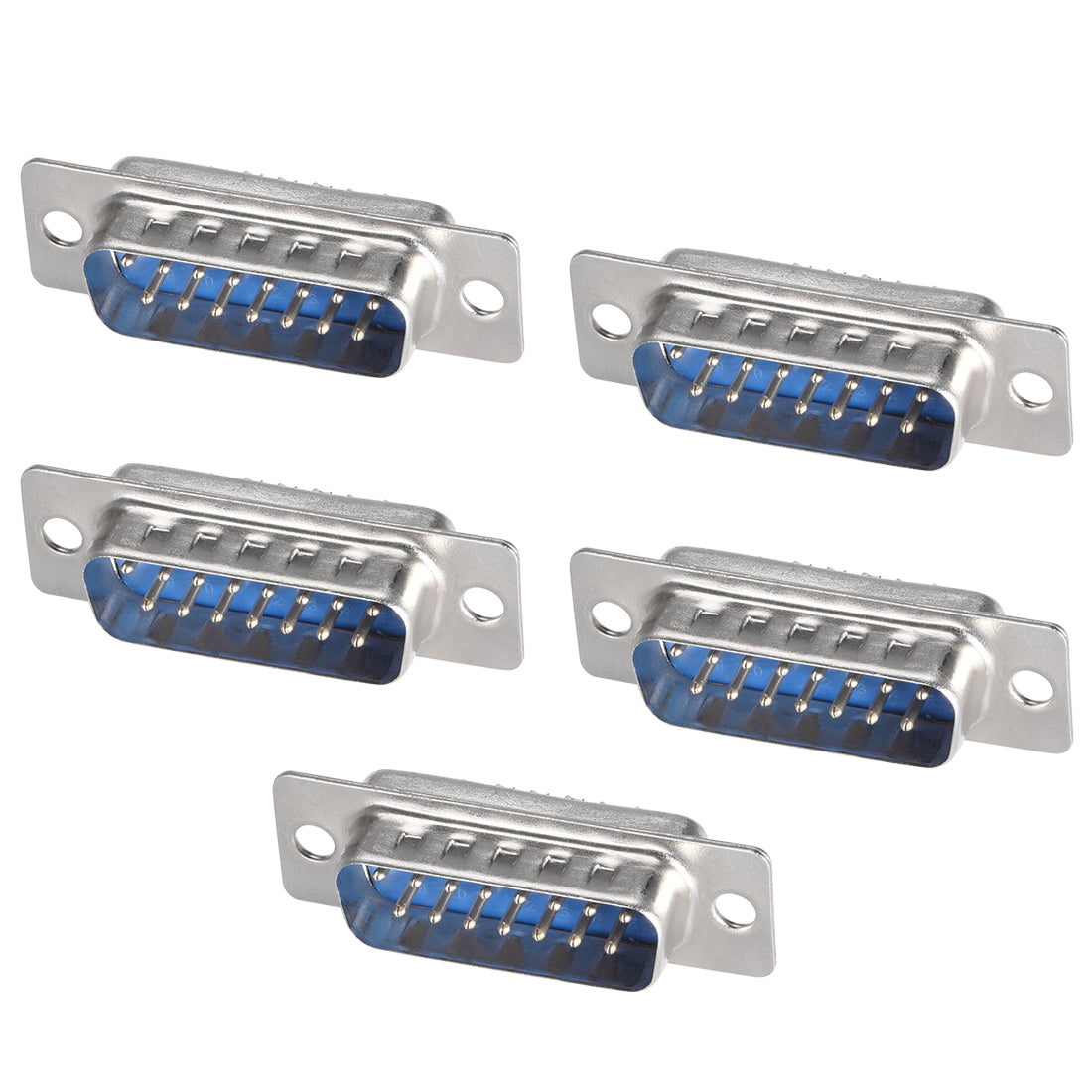 uxcell Uxcell D-sub Connector Male Plug 15-pin 2-row Port Terminal Breakout Solder Type for Mechanical Equipment CNC Computers Blue 5pcs