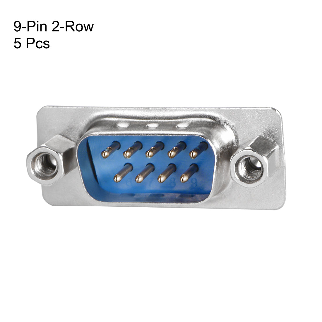 uxcell Uxcell D-sub Connector Male Plug 9-pin 2-row Port Terminal Breakout for Mechanical Equipment CNC Computers Blue 5pcs