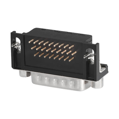 Harfington Uxcell D-sub Connector Male Plug 26-pin 3-row Right Angle Port Terminal Breakout for Mechanical Equipment Black 1pc