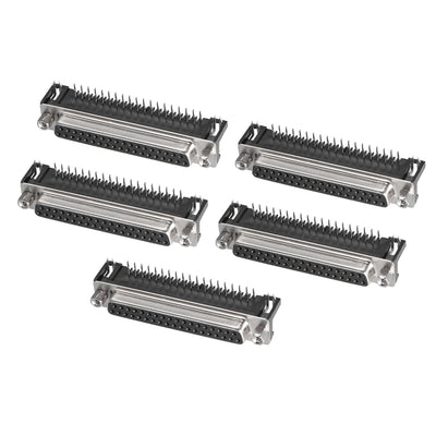 Harfington Uxcell D-sub Connector Female Socket 37-pin 2-row Right Angle Port Terminal Breakout for Mechanical Equipment Black 5pcs