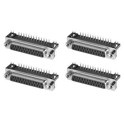 Harfington Uxcell D-sub Connector Female Socket 25-pin 2-row Right Angle Port Terminal Breakout for Mechanical Equipment Black 4pcs