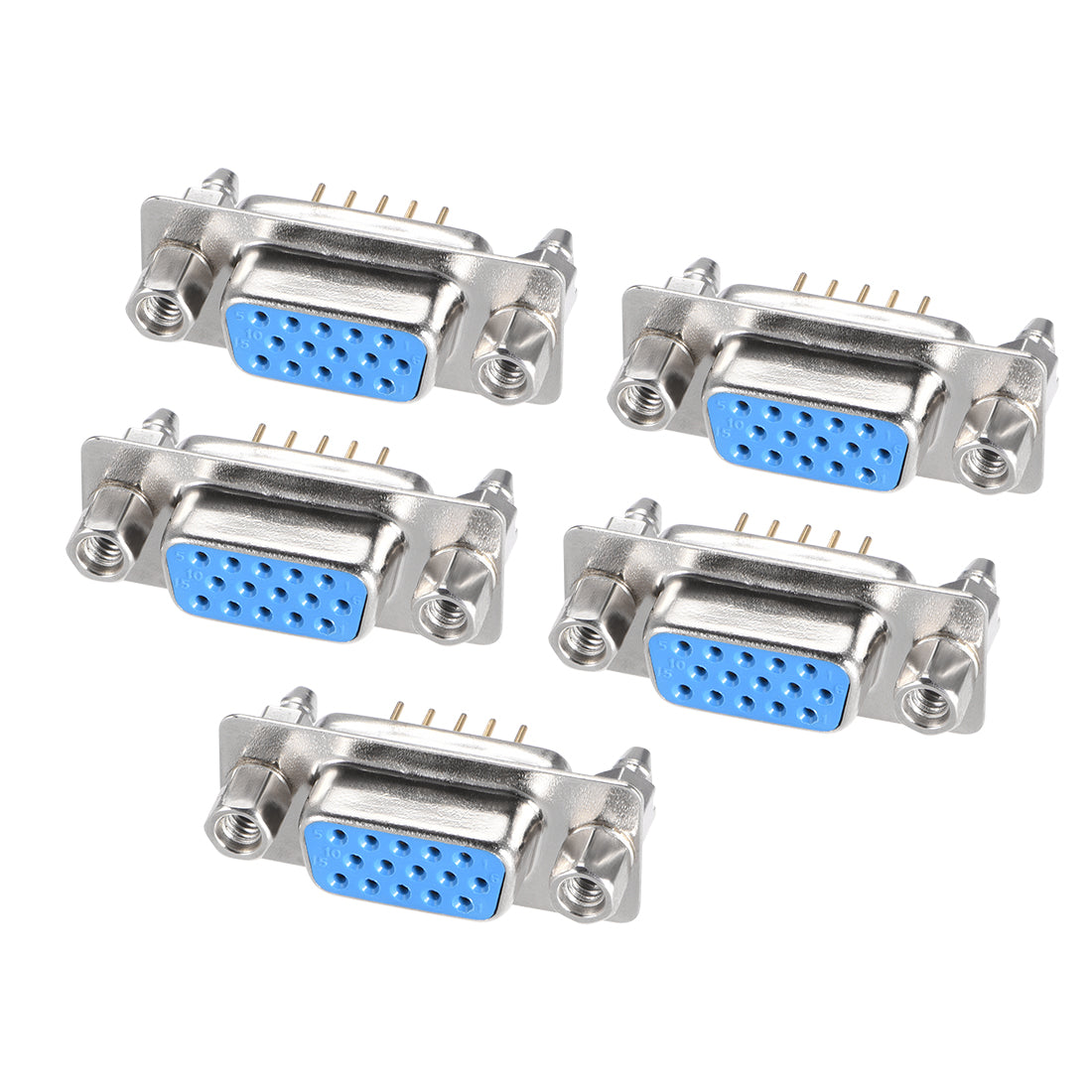 uxcell Uxcell D-sub Connector Female Socket 15-position 3-row Board Lock Port Terminal Breakout for Mechanical Equipment Blue 5pcs