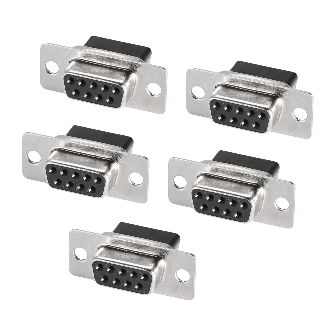 uxcell Uxcell D-sub Connector Female Socket 9-position 2-row Crimp Style Port Terminal Breakout for Mechanical Equipment Black 5pcs
