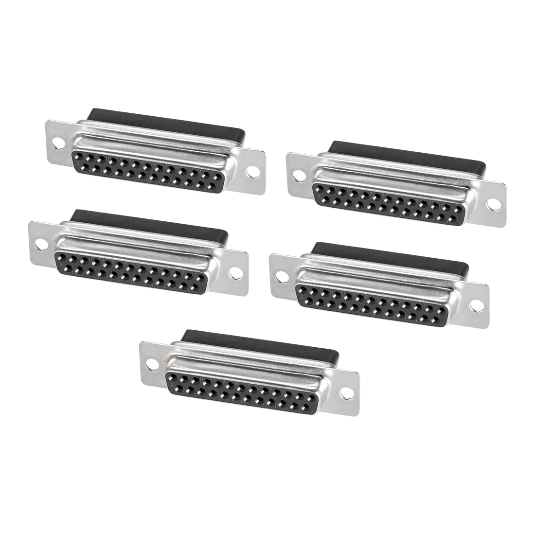 uxcell Uxcell D-sub Connector Female Socket 25-position 2-row Crimp Style Port Terminal Breakout for Mechanical Equipment Black 5pcs