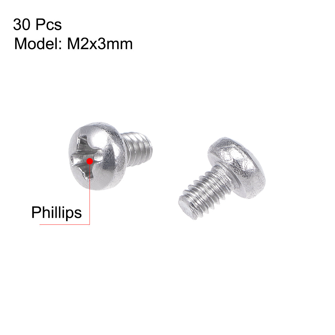 uxcell Uxcell Machine Screws, Phillips Head Screw 304 Stainless Steel Fasteners Bolts 30Pcs