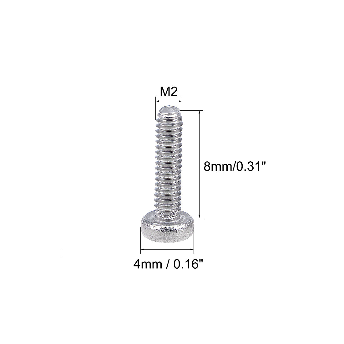 Uxcell Uxcell M2x8mm Machine Screws Pan Phillips Cross Head Screw 304 Stainless Steel Fasteners Bolts 100Pcs