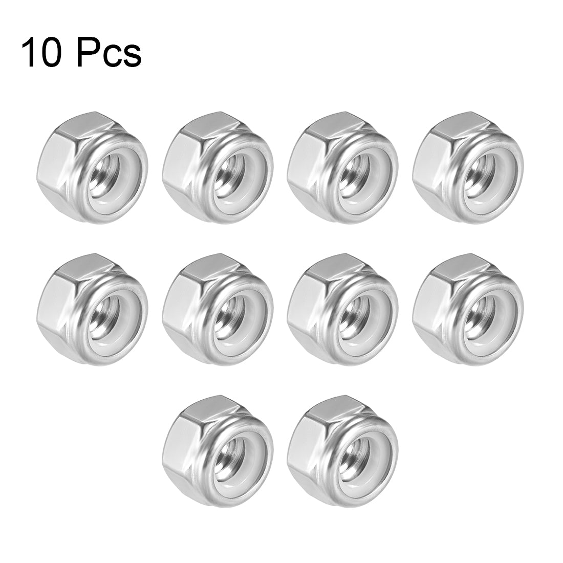 uxcell Uxcell 5/16"-18 Nylon Insert Hex Lock Nuts, 304 Stainless Steel, Plain Finish, 25 Pcs