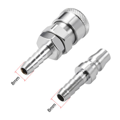 Harfington Uxcell Quick Coupler, Air Hose Fitting Connector 8mm Barb Quick Disconnect Set