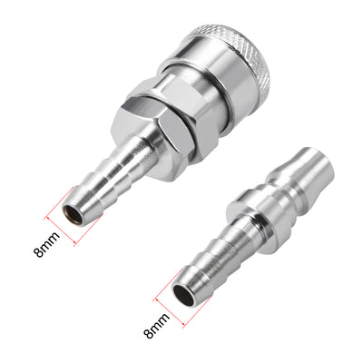 Harfington Uxcell Quick Coupler, Air Hose Fitting Connector 8mm Barb Quick Disconnect Set 4 set