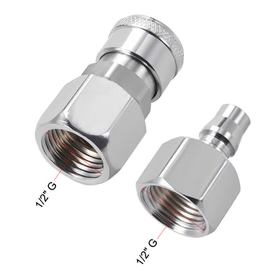 Harfington Uxcell Quick Coupler,1/2 Inch Pressure  Adapter Set Air Connect Fitting 2 Set