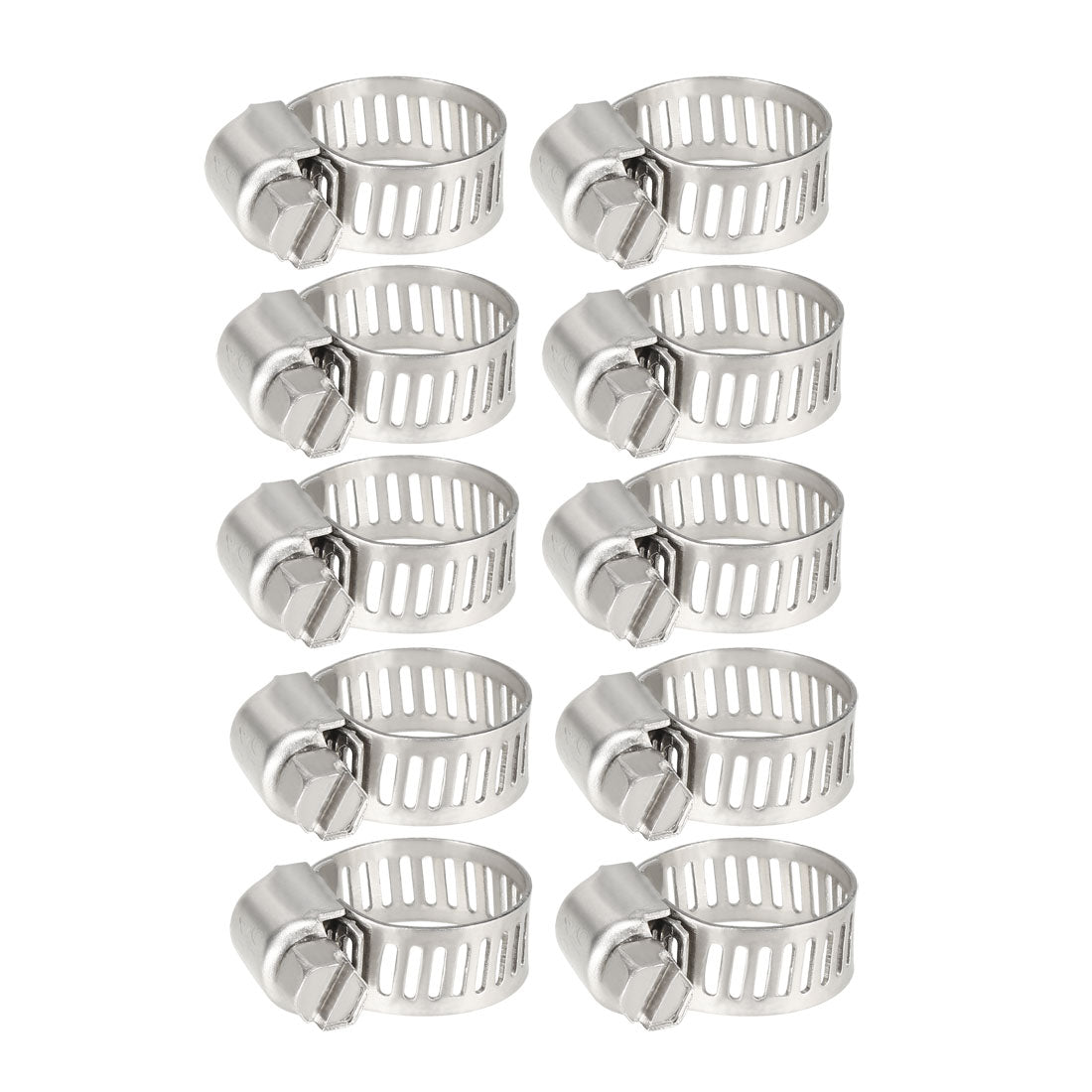 uxcell Uxcell 10-16mm  Gear Hose Clamp, 304 Stainless Steel Fuel Line Clamp 10 Pcs