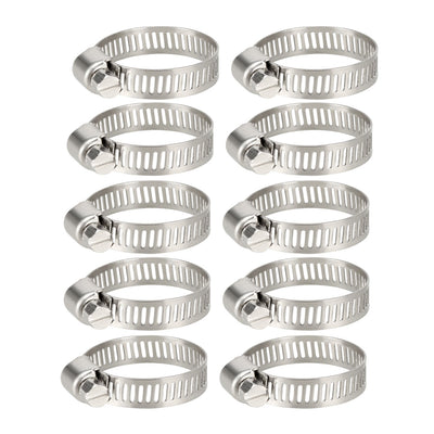 Harfington Uxcell 19-29mm  Gear Hose Clamp, 304 Stainless Steel Fuel Line Clamp 10 Pcs