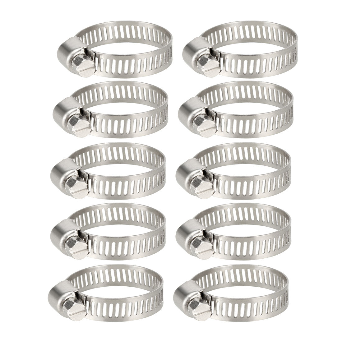 uxcell Uxcell 19-29mm  Gear Hose Clamp, 304 Stainless Steel Fuel Line Clamp 10 Pcs