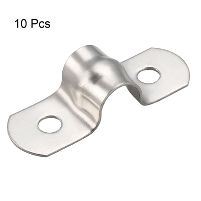 Harfington Uxcell 8mm(0.3") Rigid Pipe Strap, 2 Holes 304 Stainless Steel Tension Clip 10pcs
