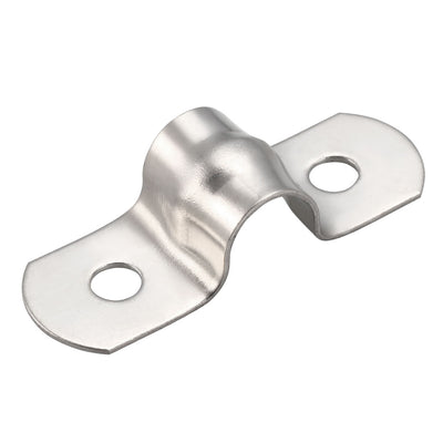 Harfington Uxcell 8mm(0.3") Rigid Pipe Strap, 2 Holes 304 Stainless Steel Tension Clip 10pcs