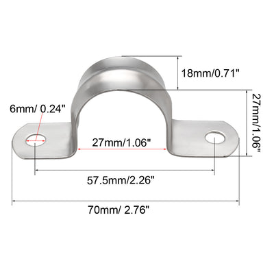 Harfington Uxcell 70mm(2.8") Rigid Pipe Strap, 2 Holes 304 Stainless Steel Tension Clip 2pcs
