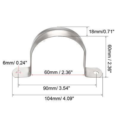 Harfington Uxcell 70mm(2.8") Rigid Pipe Strap, 2 Holes 304 Stainless Steel Tension Clip 2pcs