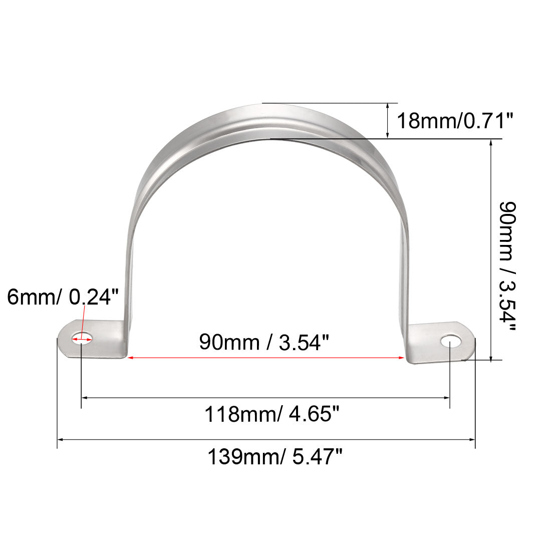 Uxcell Uxcell 70mm(2.8") Rigid Pipe Strap, 2 Holes 304 Stainless Steel Tension Clip 2pcs