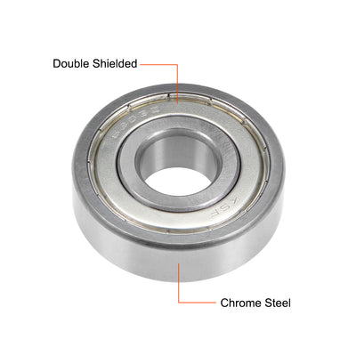 Harfington Uxcell Deep Groove Ball Bearings  Metric Double Shielded Chrome Steel ABEC1 Z1