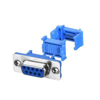Harfington Uxcell IDC D-Sub Ribbon Cable Connector 9-pin 2-row Female Socket IDC Crimp Port Terminal Breakout for Flat Ribbon Cable Blue