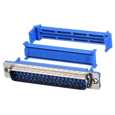 Harfington Uxcell IDC D-Sub Ribbon Cable Connector 37-pin 2-row Male Plug IDC Crimp Port Terminal Breakout for Flat Ribbon Cable Blue
