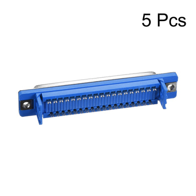 Harfington Uxcell IDC D-Sub Ribbon Cable Connector 37-pin 2-row Female Socket IDC Crimp Port Terminal Breakout for Flat Ribbon Cable Blue 5pcs