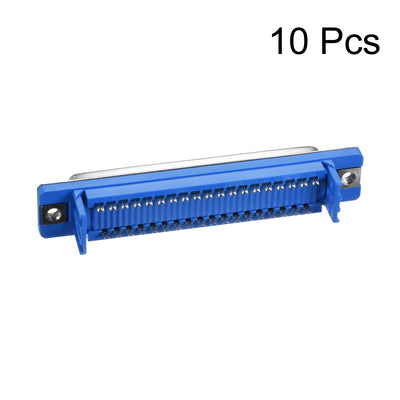 Harfington Uxcell IDC D-Sub Ribbon Cable Connector 37-pin 2-row Female Socket IDC Crimp Port Terminal Breakout for Flat Ribbon Cable Blue 10pcs