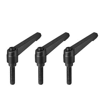 Harfington Uxcell M8 x 40mm Handle Adjustable Clamping Lever Thread Push Button Ratchet Male Threaded Stud 3Pcs