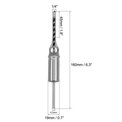 Harfington Uxcell Square Hole Drill Bit for Wood 1/4" Hollow Chisel Mortiser Auger Spur Cutter Tool, High Carbon Steel for Woodworking Carpentry