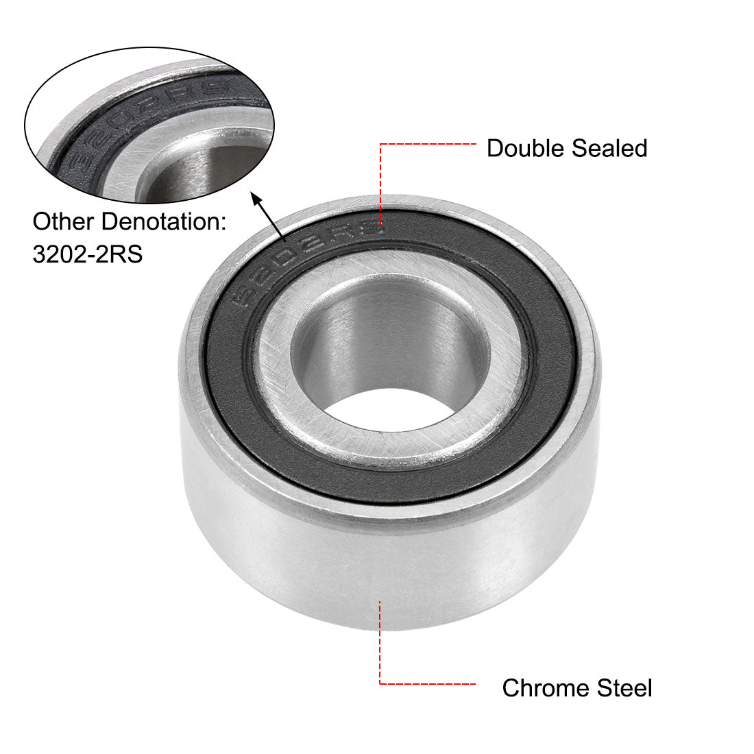uxcell Uxcell 5202-2RS 3202-2RS Angular Contact Ball Bearing 15x35x15.9mm Sealed Bearings 2pcs
