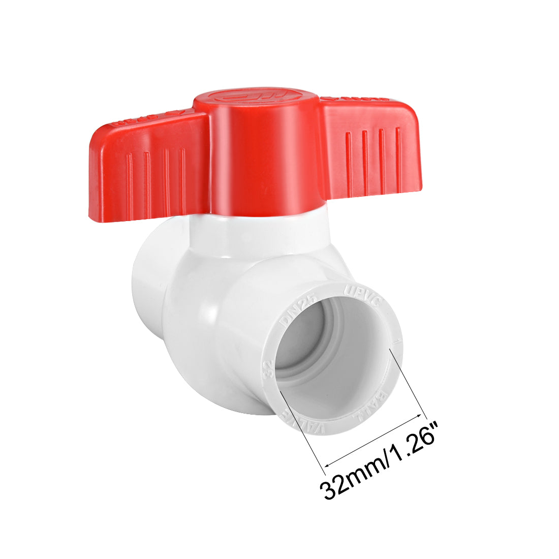 Uxcell Uxcell 32mm PVC Ball Valve for Water Supply Pipe, Slip Connection
